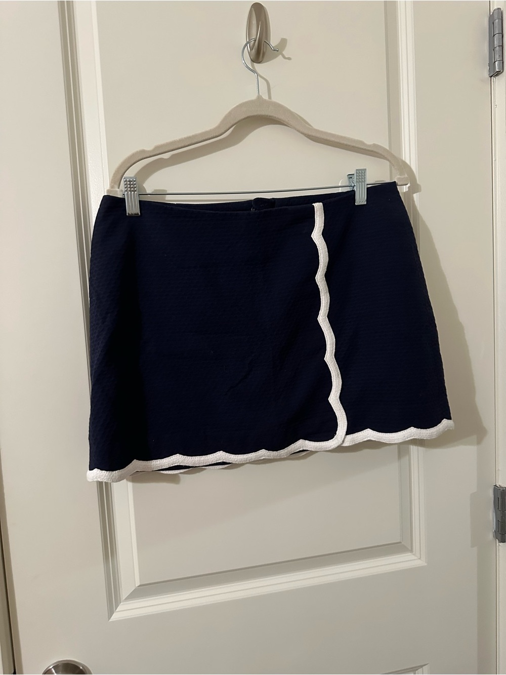 Lilly Pulitzer Navy Mini Skort with White Scalloped Trim